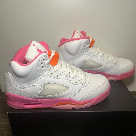 Nike White and Pink Air Jordan 5 Sneakers 6.5Y - Picture 6 of 11